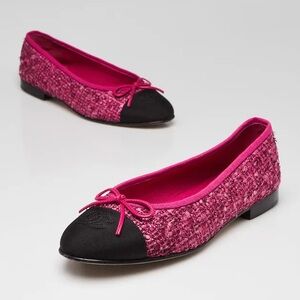 Chanel Pink Tweed Flats